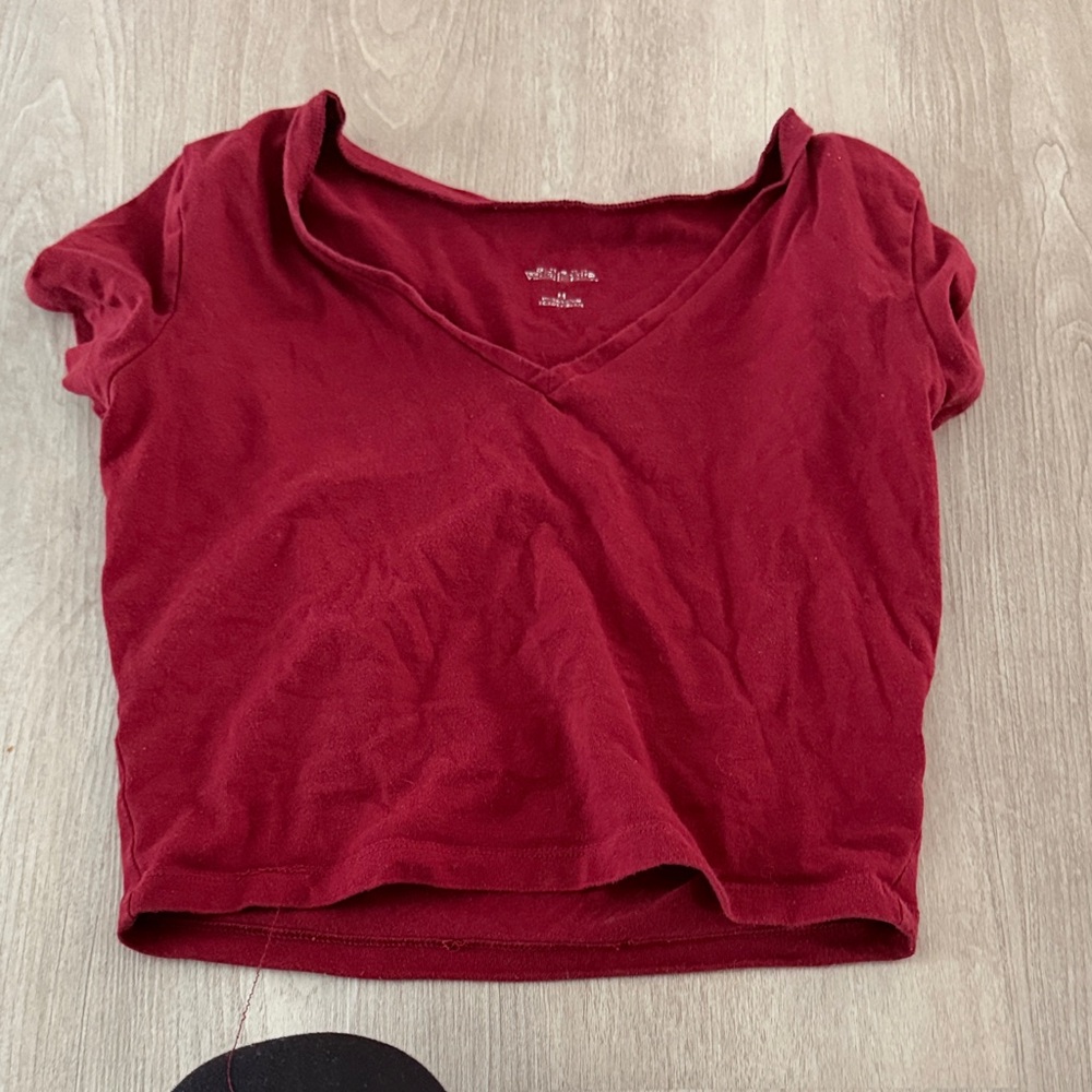 Women's Red V-Neck Top